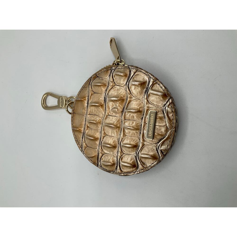 Brahmin Coin Purse Genuine Leather, Round With Clip- about 4 in across - Picture 4 of 6